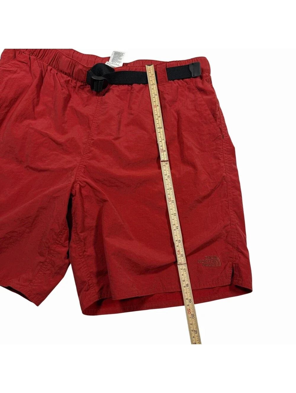 The North Face Mens Belted Nylon Hiking Shorts Red Mesh Lined Size L